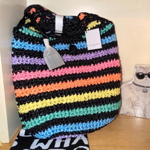Kurt Geiger Handbags - NWT Kurt Geiger Striped Crochet Tote Bag